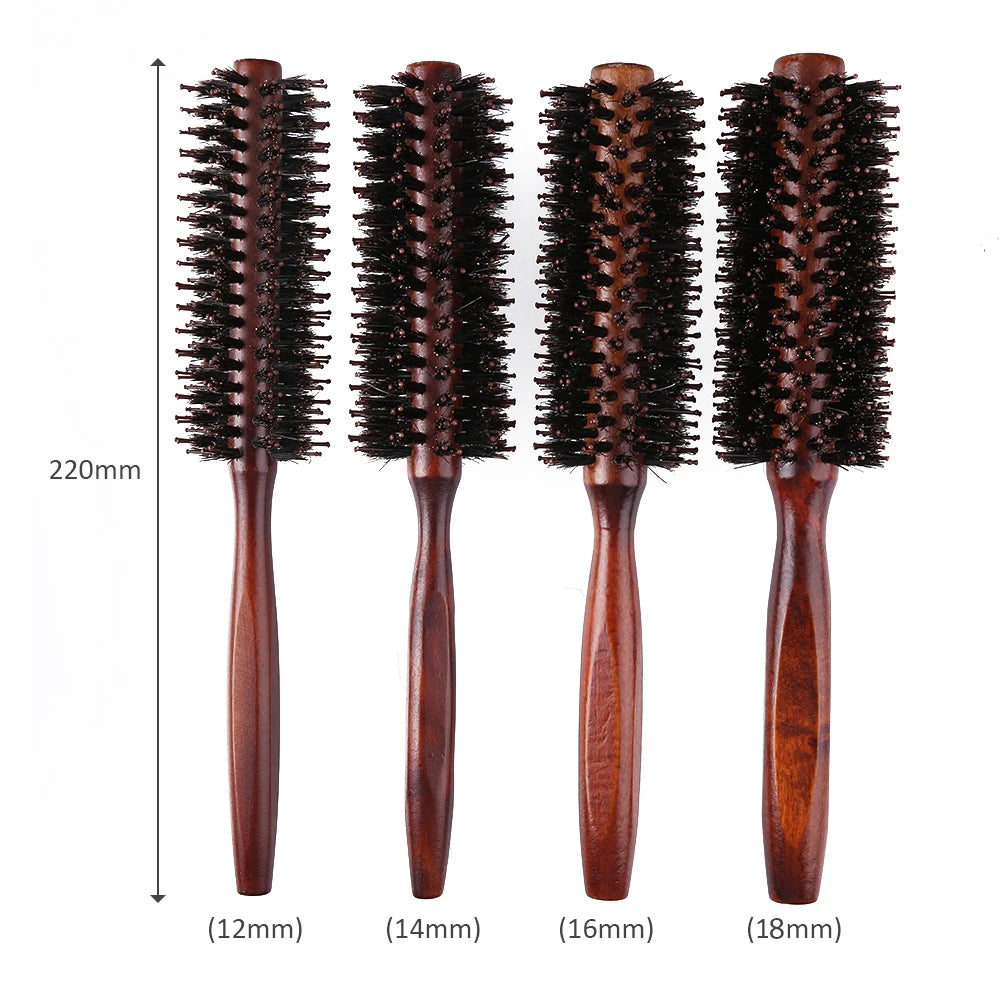 LuxeStyle Boar Bristle Round Brush – Anti-Slip Styling & Detangling Brush for Smooth, Glossy Hair