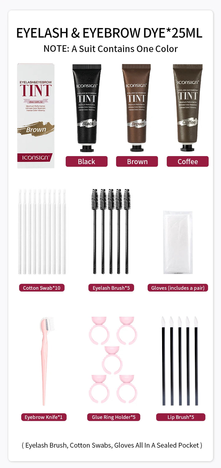 ICONSIGN 3-in-1 Tint Kit for Brows, Lashes & Beard – Long-Lasting Color in Minutes