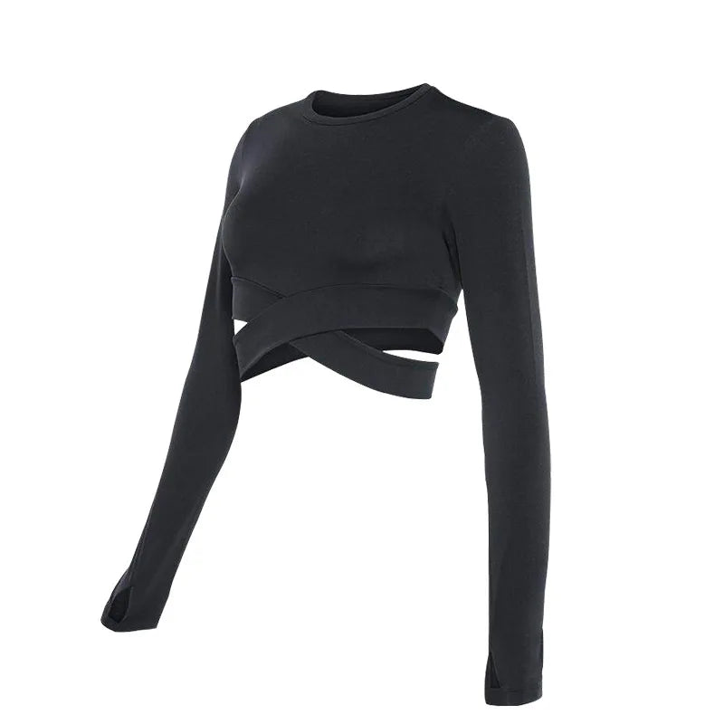 Women's Long Sleeve Crop Top – Quick-Dry Yoga & Fitness Shirt