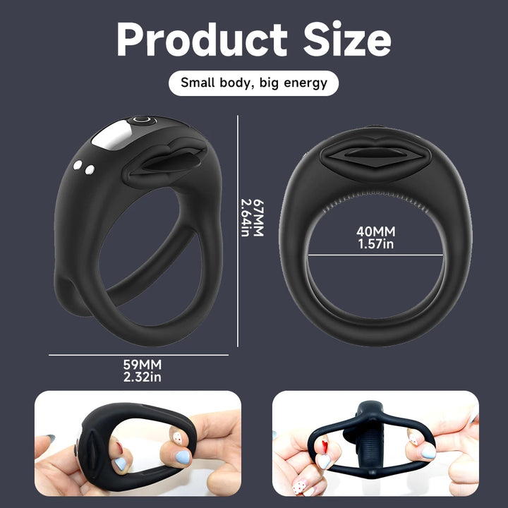Fitvan Tongue-Design Vibrating Cock Ring – 10 Modes Rechargeable Penis Ring & Clitoral Stimulator for Couples