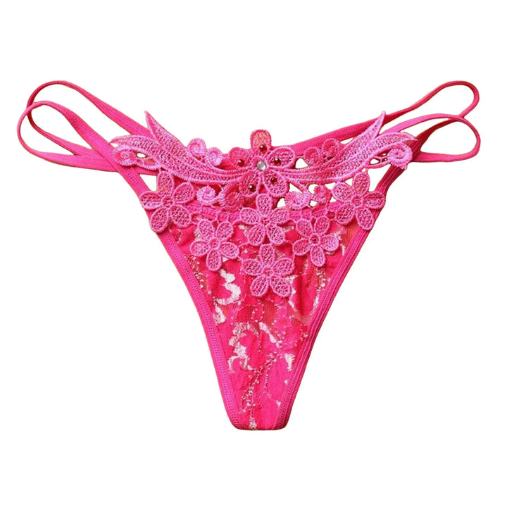Floral Embroidered Lace G-String – Strappy Low-Waist Hipster Thong for Women
