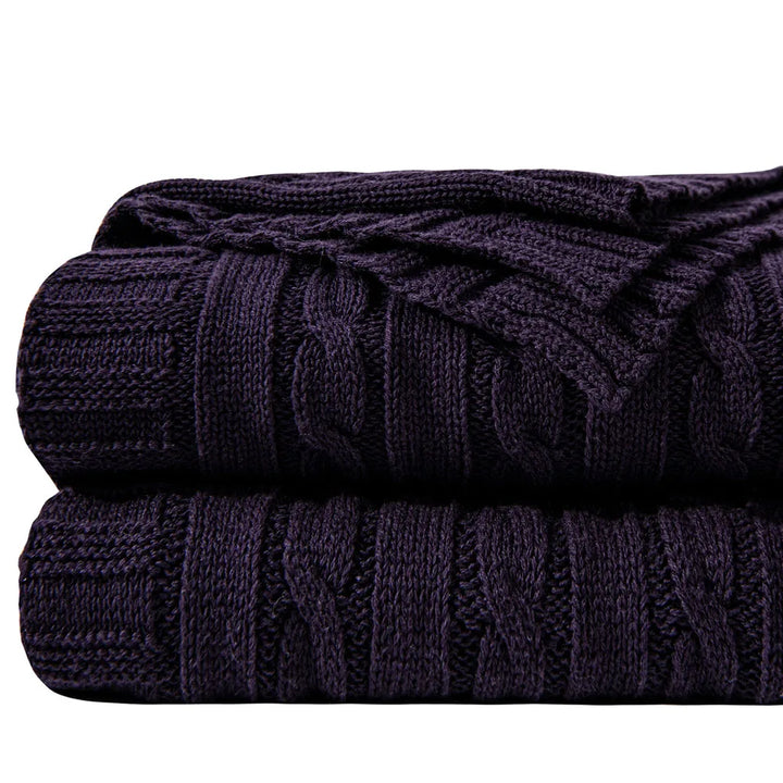 Ntbay 100% Cotton Cable Knit Throw, Super Soft Warm Knitted Blanket Home Decor