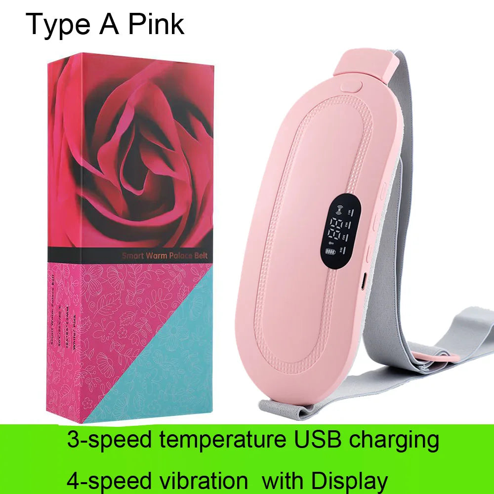Electric Period Cramp Massager – Vibrating Heating Pad Waist & Abdominal Warm Palace Belt for Menstrual Pain Relief