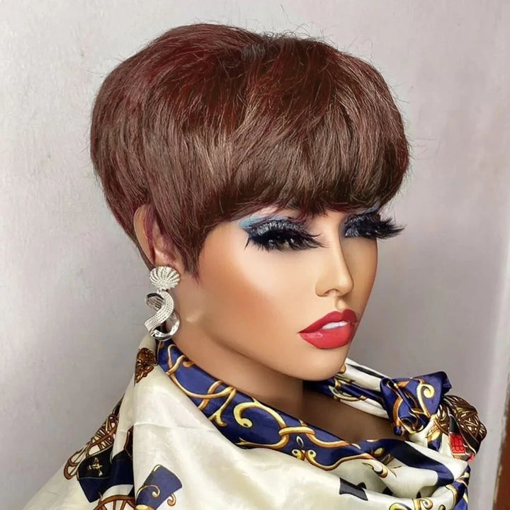 Luxe Confidence Pixie Wig – Short Brazilian Remy Hair with Bangs