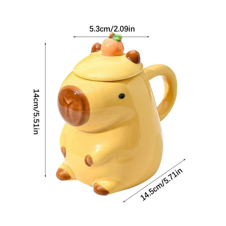 CozyCapy™ Ceramic Mug with Lid – Whimsical Capybara Christmas Cup (14oz)