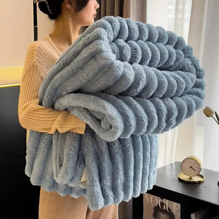 Luxurious Faux Rabbit Fur Throw Blanket - Soft, Warm & Cozy for Couch, Bed, Office, and Travel - Versatile All-Season Gift,