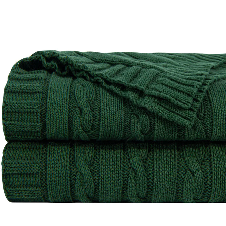 Ntbay 100% Cotton Cable Knit Throw, Super Soft Warm Knitted Blanket Home Decor