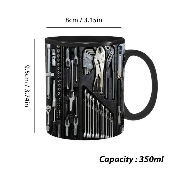 Power Tools Mug – Ceramic Coffee Cup with Toolbox Design (350ml)