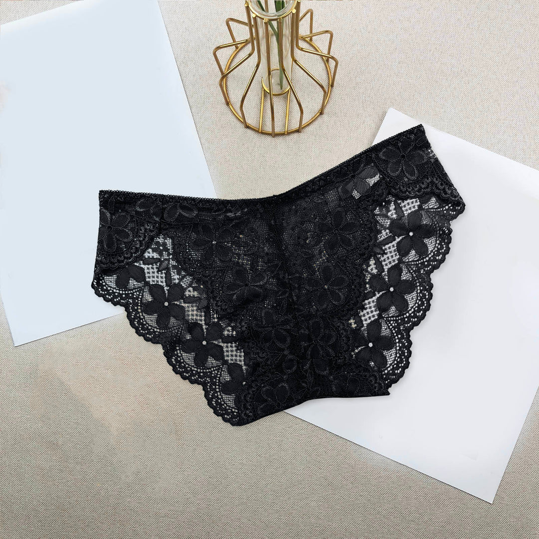 Sexy Lace Breathable Panties – Soft Transparent Mid-Rise Briefs for Women