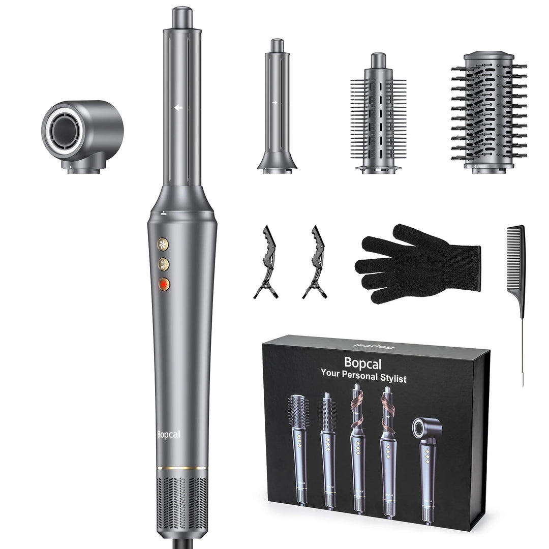 BOPCAL 5-in-1 Hair Dryer & Multi-Styler with 300M Negative Ions – Straightener, 32mm Curler, Volumizer & More