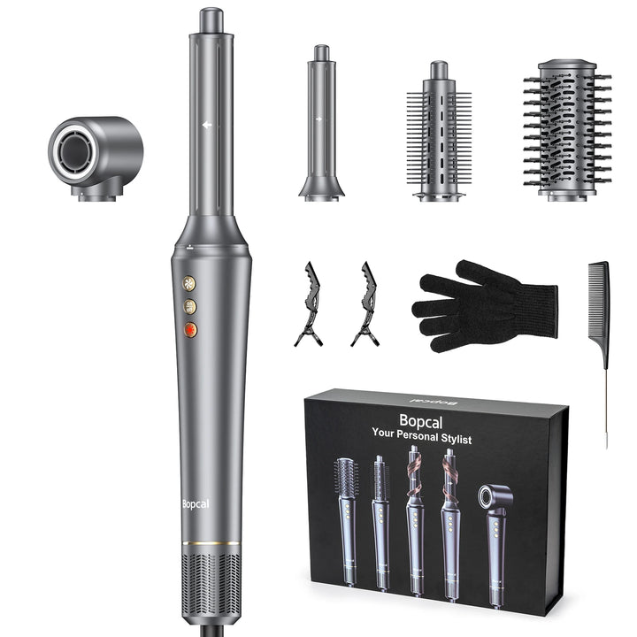 BOPCAL 5-in-1 Hair Dryer & Multi-Styler with 300M Negative Ions – Straightener, 32mm Curler, Volumizer & More