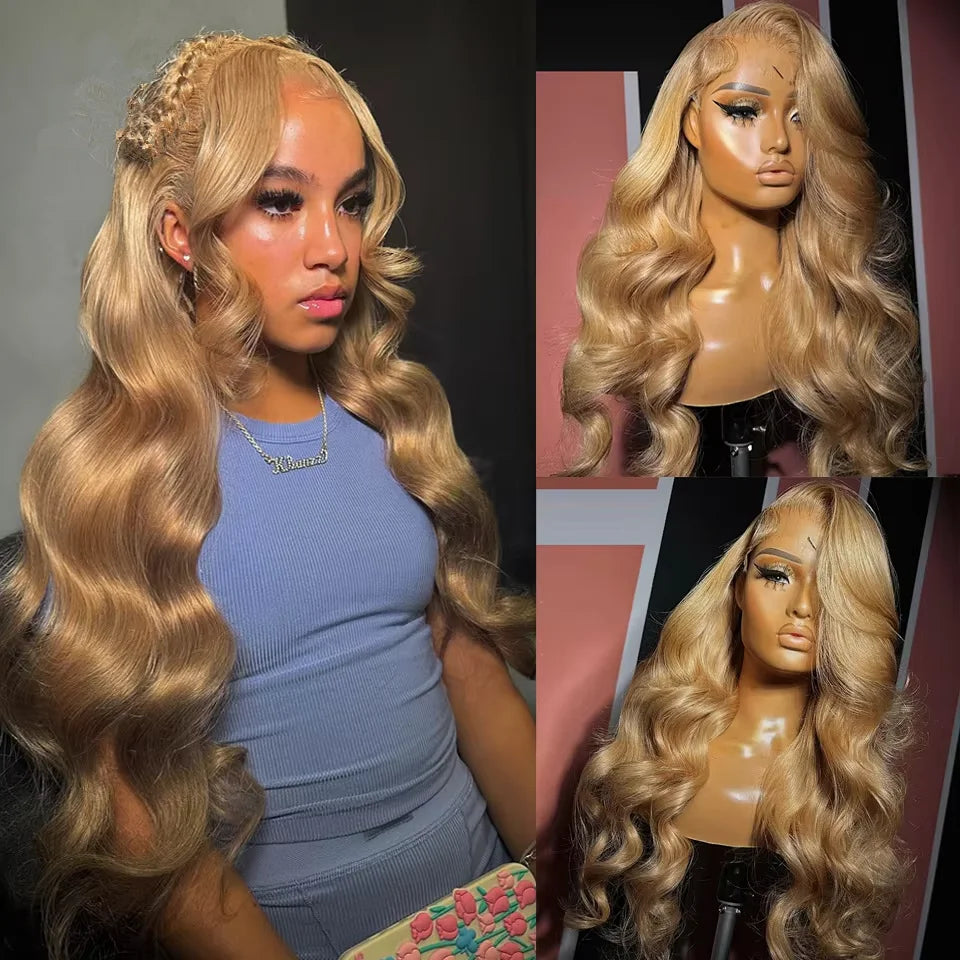 Honey Blonde Body Wave HD Lace Wig – 26” Luxury Human Hair