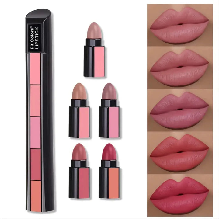 Velvet Power Matte Lip Set – 5-in-1 Long-Wear Red Lip Collection