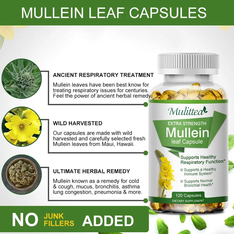 EmpowerEase Mullein Leaf Lung Cleanse Capsules – Natural Respiratory Support, 1000mg