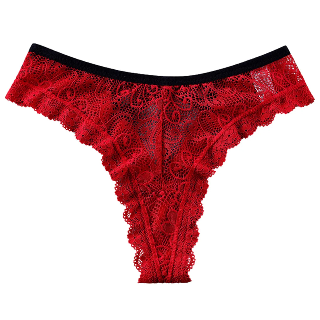 Lace Butterfly Bow Thong – Low Waist Hollow-Out Panty with Cotton Crotch