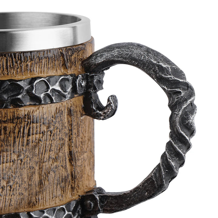 BarrelMuse™ Retro Wood-Style Insulated Mug – Stainless Steel Interior (Single Cup)