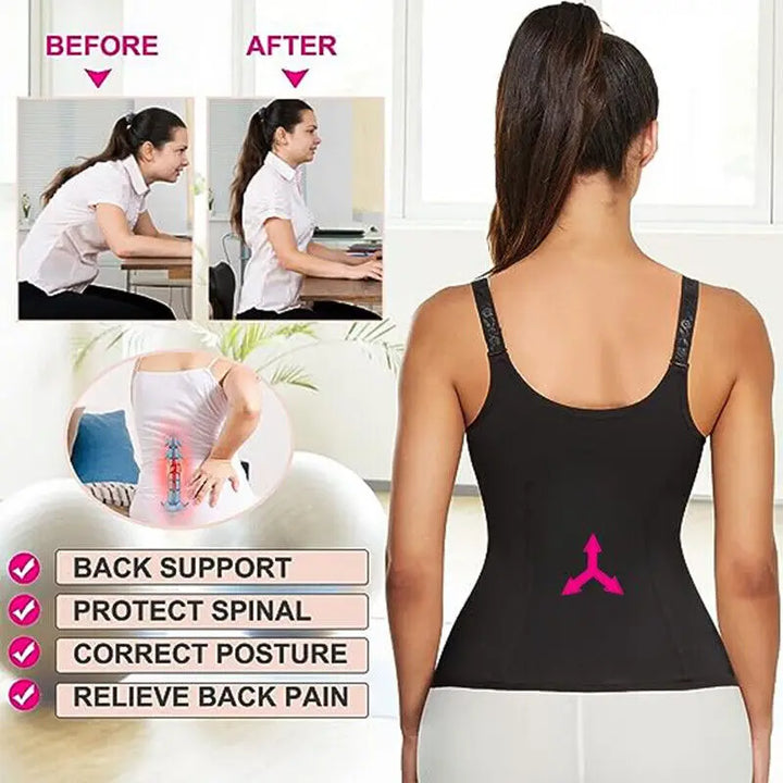 Women's Sauna Waist Trainer Vest – Black Neoprene Shaper