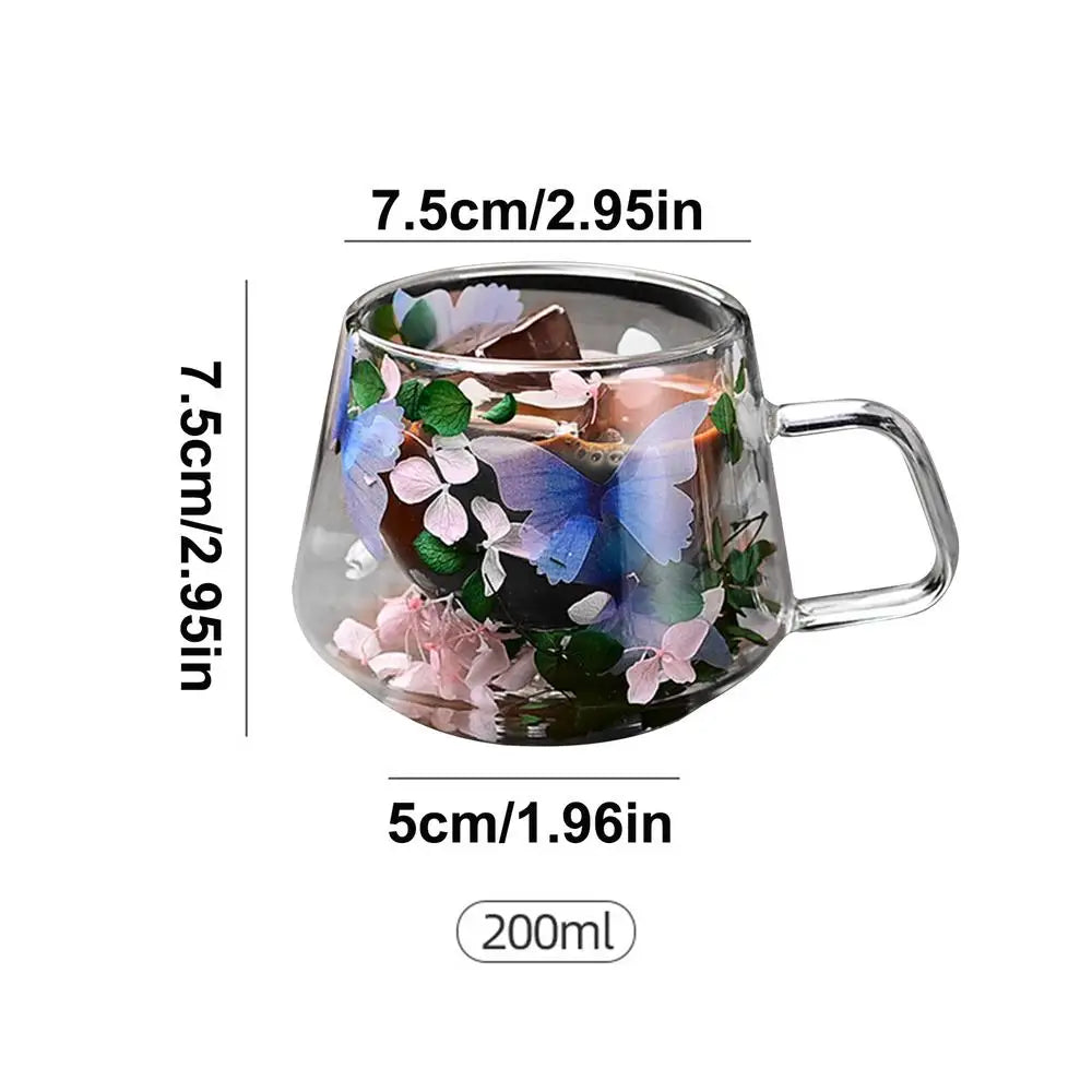 Ethereal Bloom Double-Walled Glass Mug (200ml)