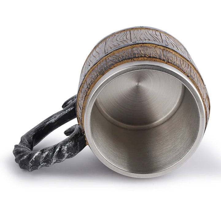 BarrelMuse™ Retro Wood-Style Insulated Mug – Stainless Steel Interior (Single Cup)
