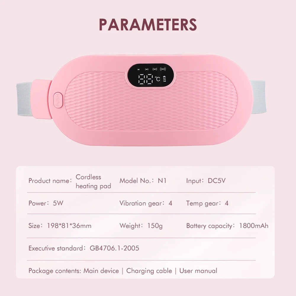 Menstrual Heating Pad Abdominal Massager – Warm Palace Belt with Vibration Massage for Period Pain & Cramps Relief
