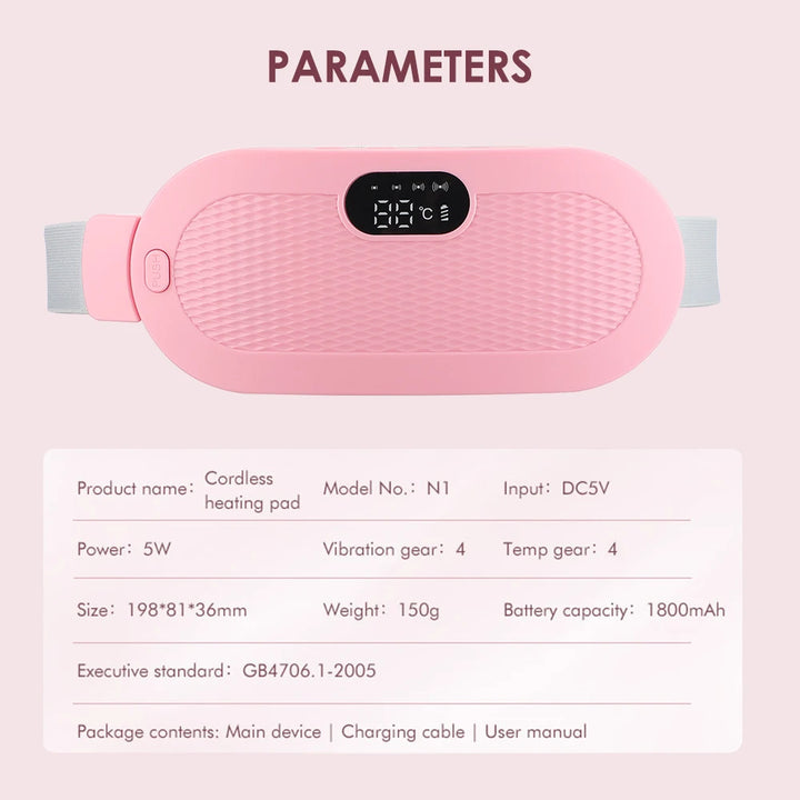 Menstrual Heating Pad Abdominal Massager – Warm Palace Belt with Vibration Massage for Period Pain & Cramps Relief