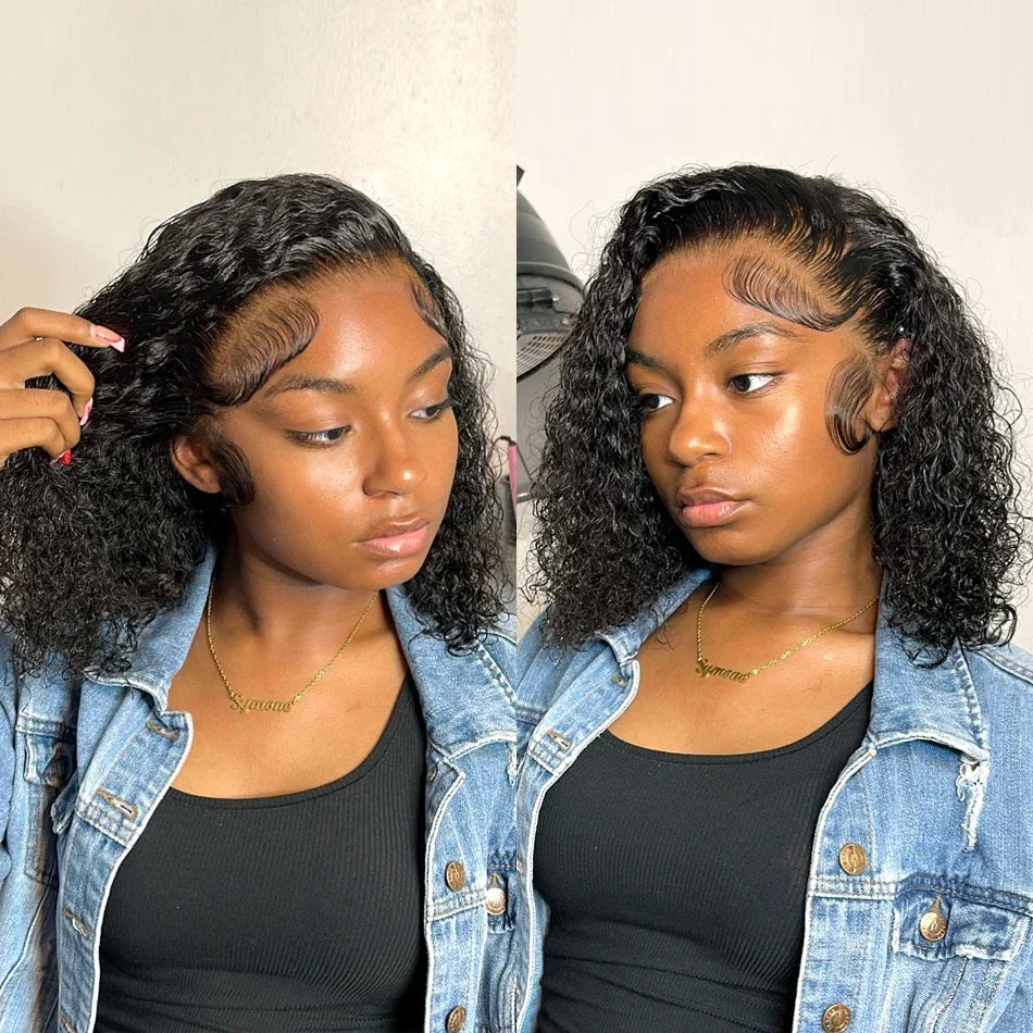 Valuri Deep Wave Bob – Short HD Lace Frontal Wig, 100% Human Hair, 180–250% Density