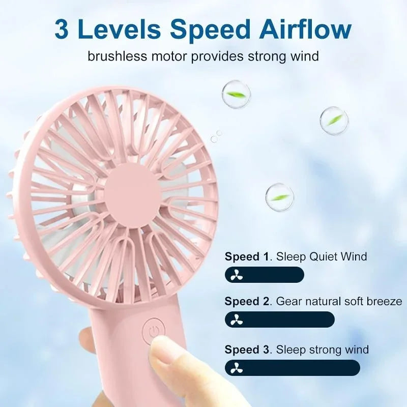 Handheld Fan Rechargeable Portable Mini USB Fan 3 Speed Mini Fan with Phone Holder Rechargeable fan Table fan Fan portable Fan
