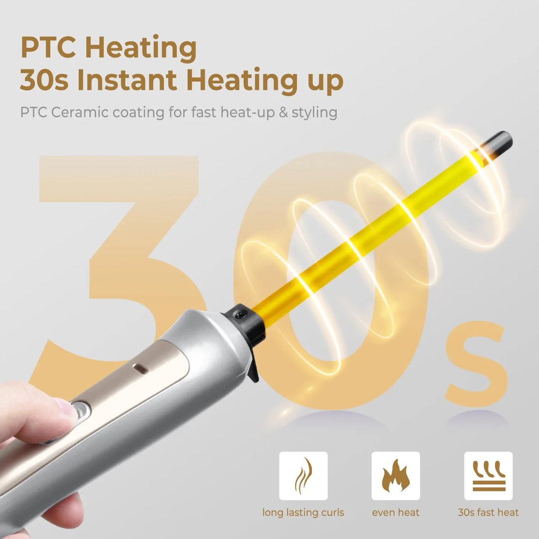 UltraCurl 9mm Precision Curling Wand – Tourmaline Ceramic Crimper for Defined, Long-Lasting Curls