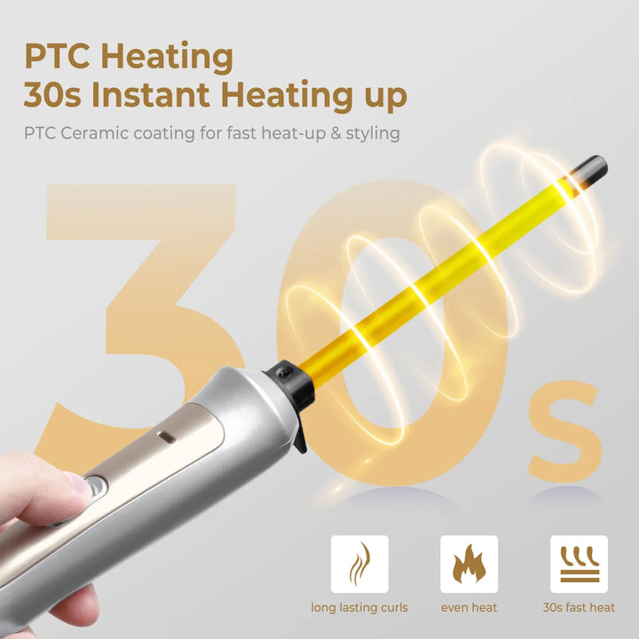 UltraCurl 9mm Precision Curling Wand – Tourmaline Ceramic Crimper for Defined, Long-Lasting Curls