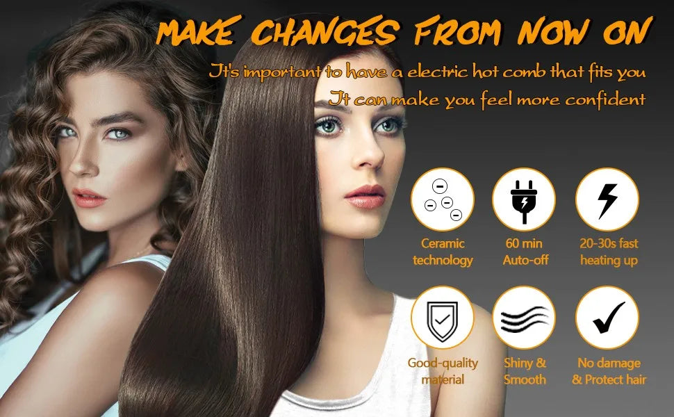 GOIPLE Pro Heat Press Comb – High-Temp Straightening Brush for Wigs & Edges