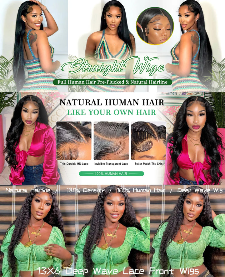 Ready-to-Wear Body Wave Wig – 100% Human Hair with Glueless Lace Closure
