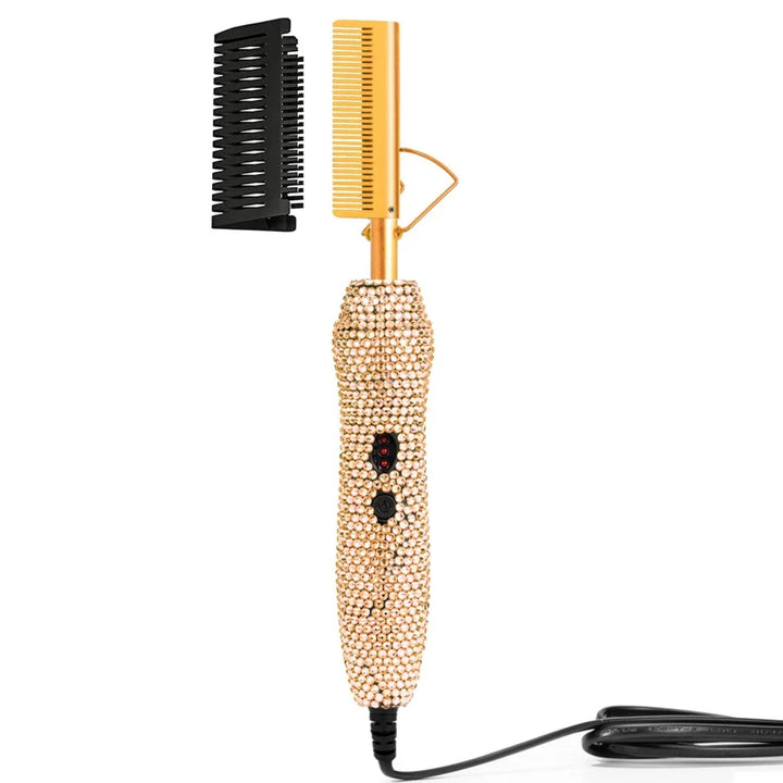 HeatSculpt Pro Electric Hot Comb – 2-in-1 Straightening & Curling Brush