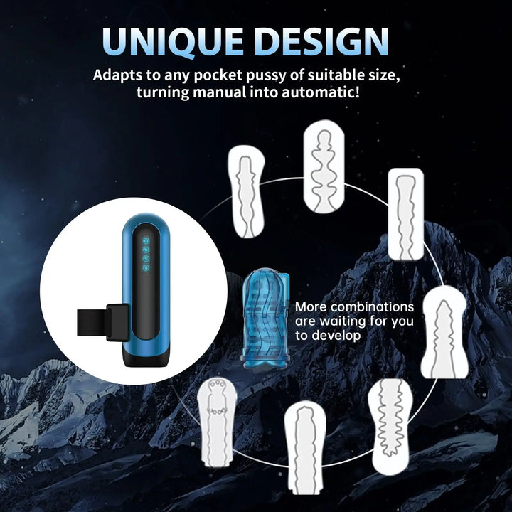 Amortoy Interchangeable Pocket Pussy – Automatic Male Masturbator with 6 Piston Modes, 5 Thrusting Speeds & 10 Vibration Patterns