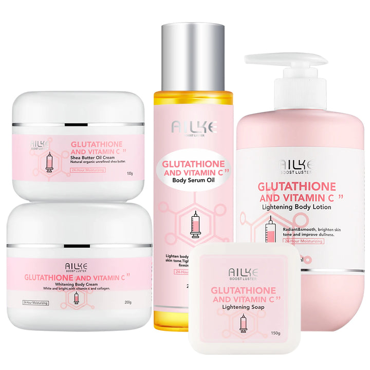 AILKE Luxe Brightening & Moisturizing Body Care Set – Glutathione, Vitamin C & Shea Butter