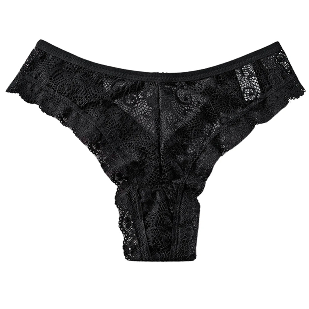 Lace Butterfly Bow Thong – Low Waist Hollow-Out Panty with Cotton Crotch