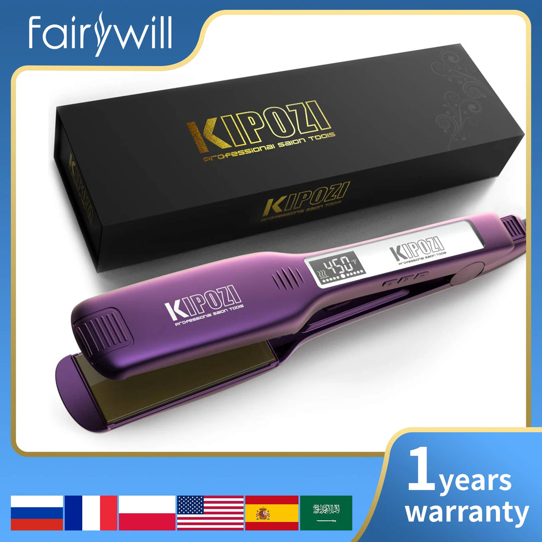 KIPOZI TitanGlide 1.75” Professional Flat Iron – Fast-Heating Wide Plate Hair Straightener for Thick & Curly Hair