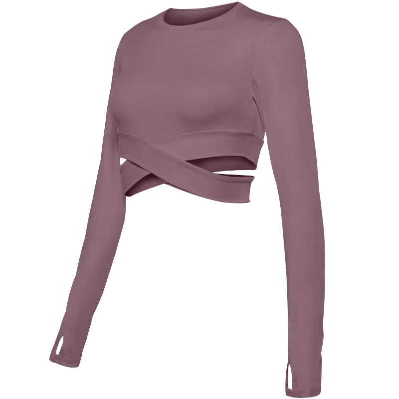 Women's Long Sleeve Crop Top – Quick-Dry Yoga & Fitness Shirt