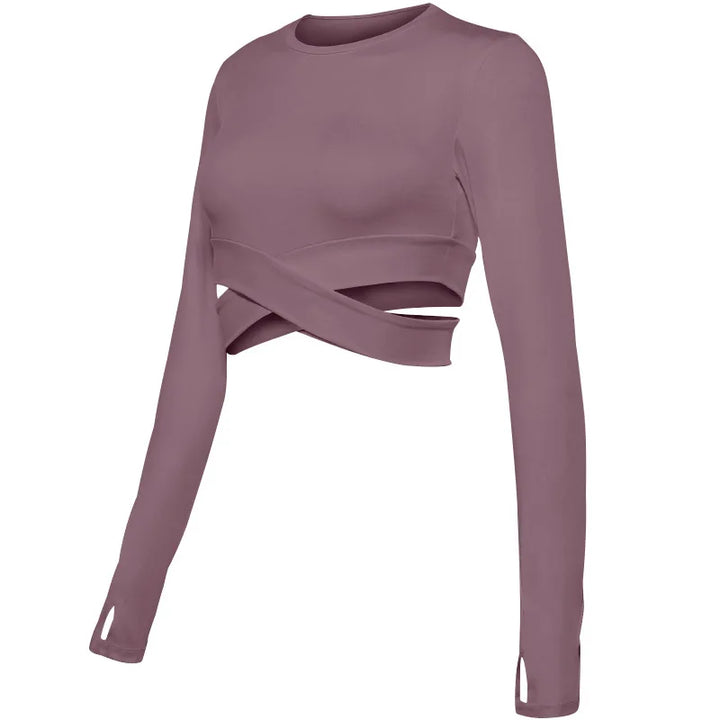 Women's Long Sleeve Crop Top – Quick-Dry Yoga & Fitness Shirt