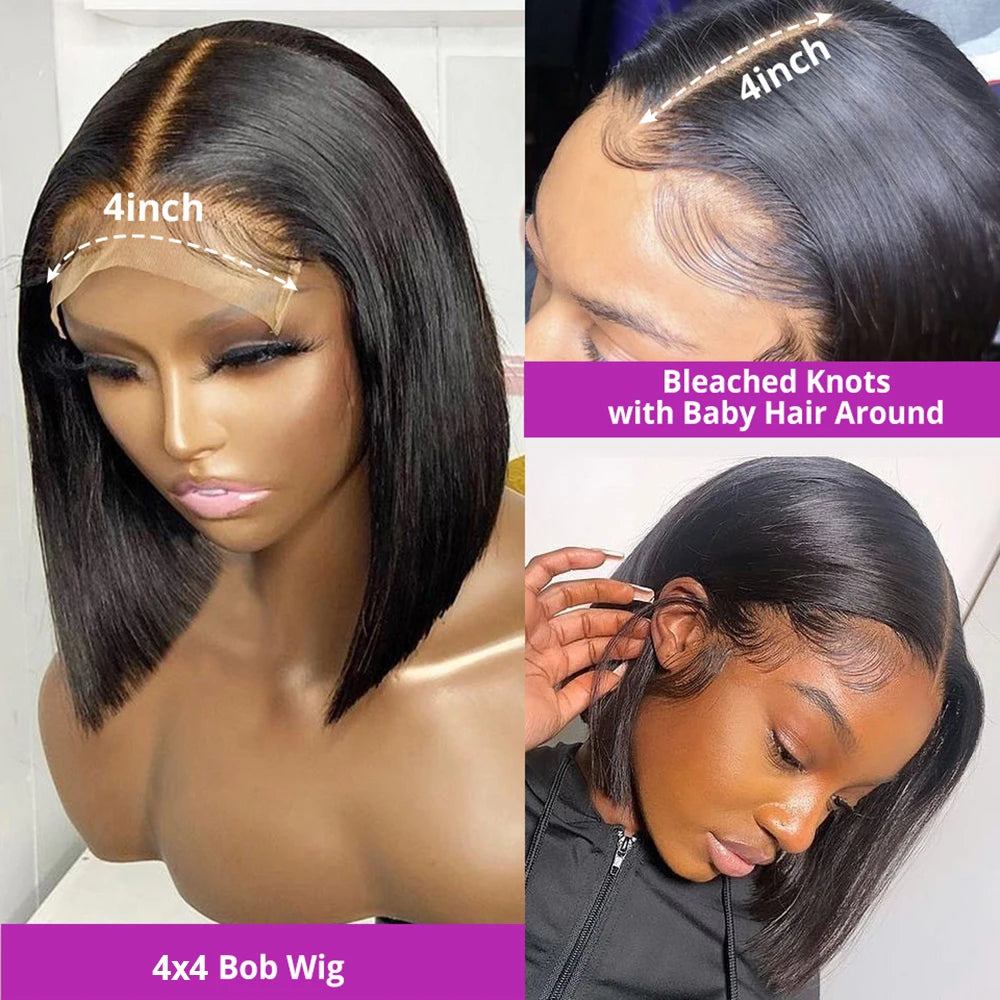Empower Luxe HD Lace Wig – Glueless Bone Straight Bob in 250% Density Human Hair