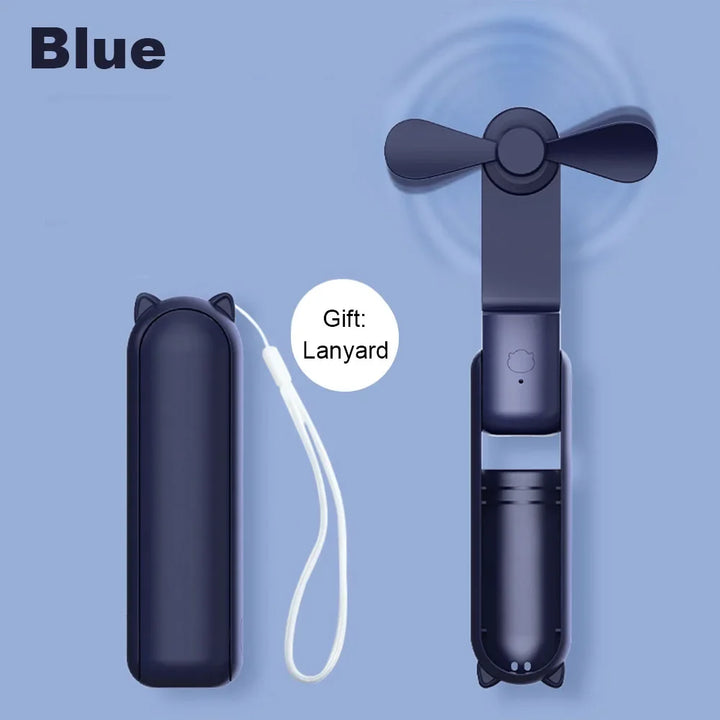 Portable Fan Super Mini Handheld Fan USB Rechargeable Fan Foldable Hand Held Small Pocket Fan with 2000mAh Power Bank 3 Gears