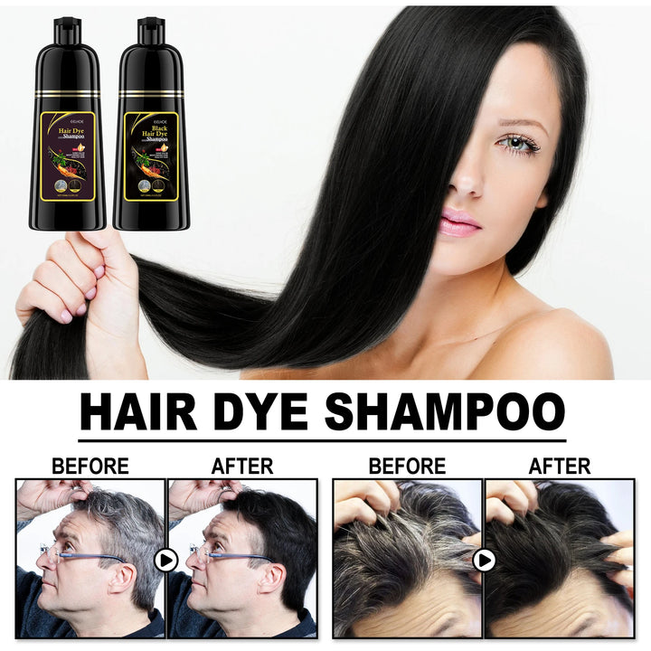 EELHOE 3-in-1 Natural Plant Hair Dye Shampoo – 100ml Instant Gray Coverage for Men & Women | Dark Brown & Black Hair Color