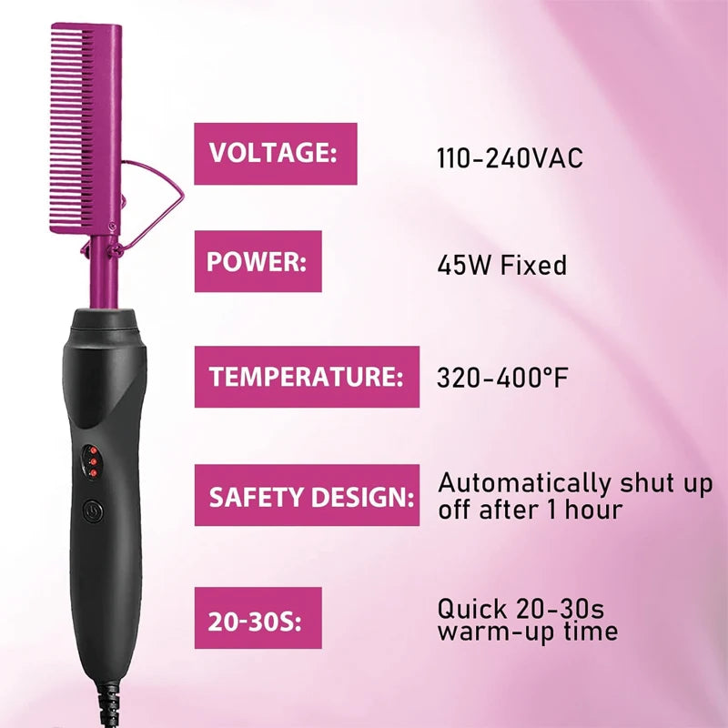 GOIPLE Pro-Heat Electric Hot Comb – Fast-Heating Pressing Comb for Lace Wigs & Sleek Styling