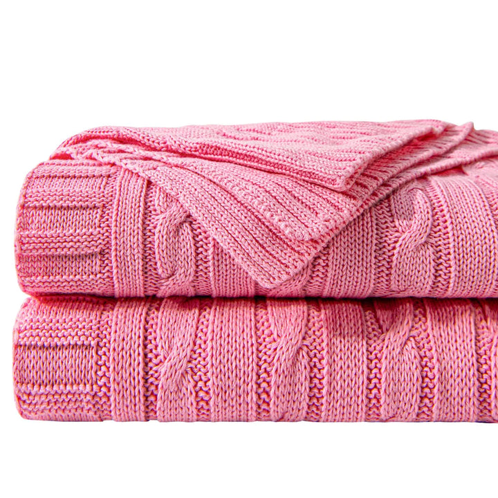 Ntbay 100% Cotton Cable Knit Throw, Super Soft Warm Knitted Blanket Home Decor
