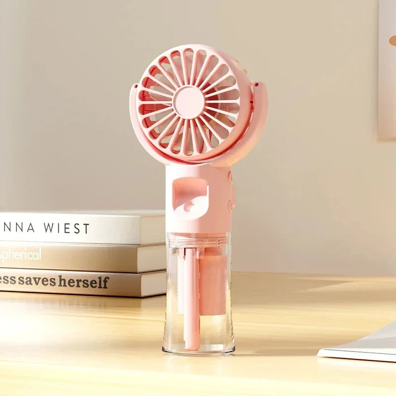 Portable Handheld Humidifier Misting Fan 4 Speeds Battery Operated USB Rechargeable Folding Personal Water Fan For Home Office