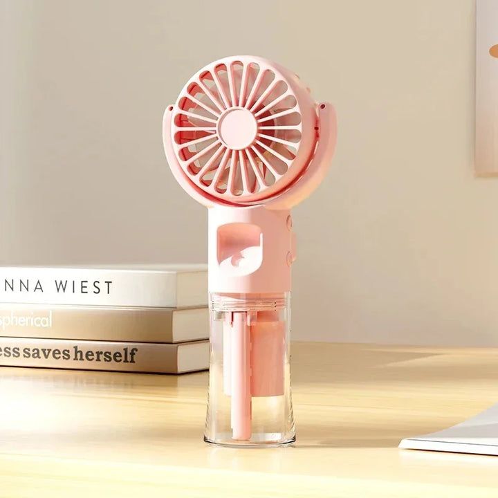Portable Handheld Humidifier Misting Fan 4 Speeds Battery Operated USB Rechargeable Folding Personal Water Fan For Home Office