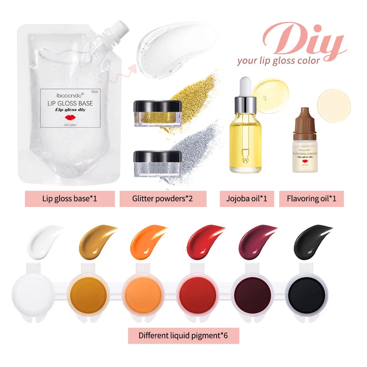 GlamLab DIY Lip Gloss Kit – Complete Moisturizing Lip Tint & Glitter Making Set