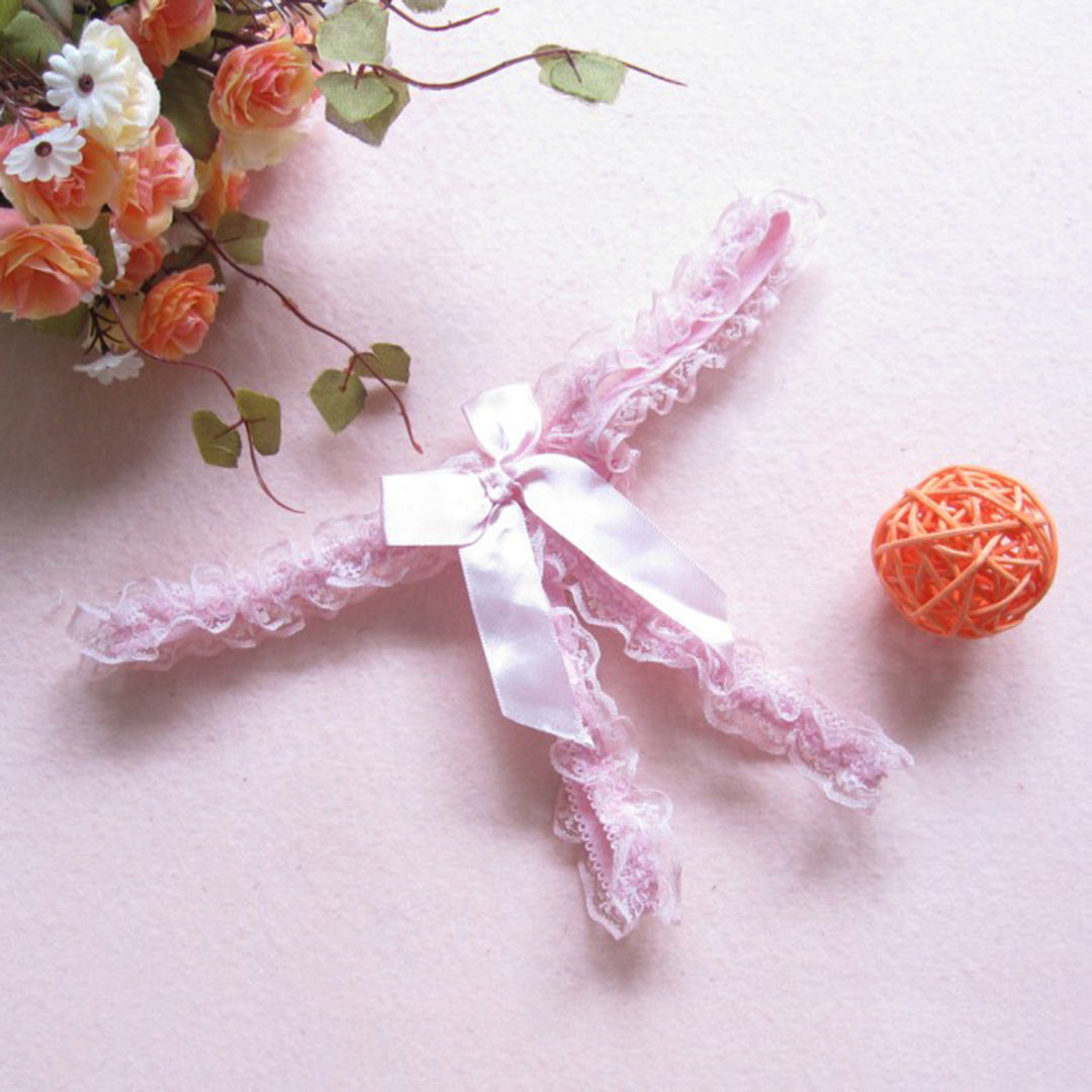 Crotchless Lace Bow Thong – Sexy Open Crotch G-String for Women