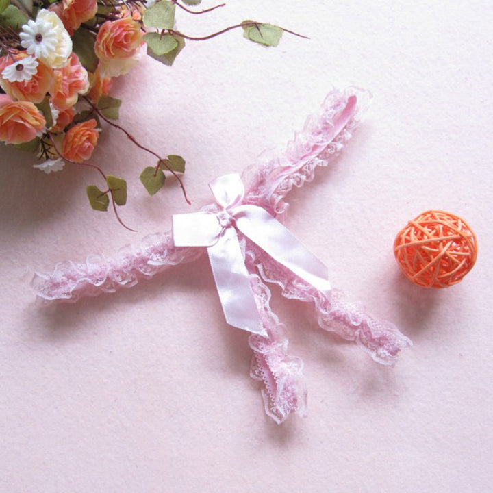 Crotchless Lace Bow Thong – Sexy Open Crotch G-String for Women
