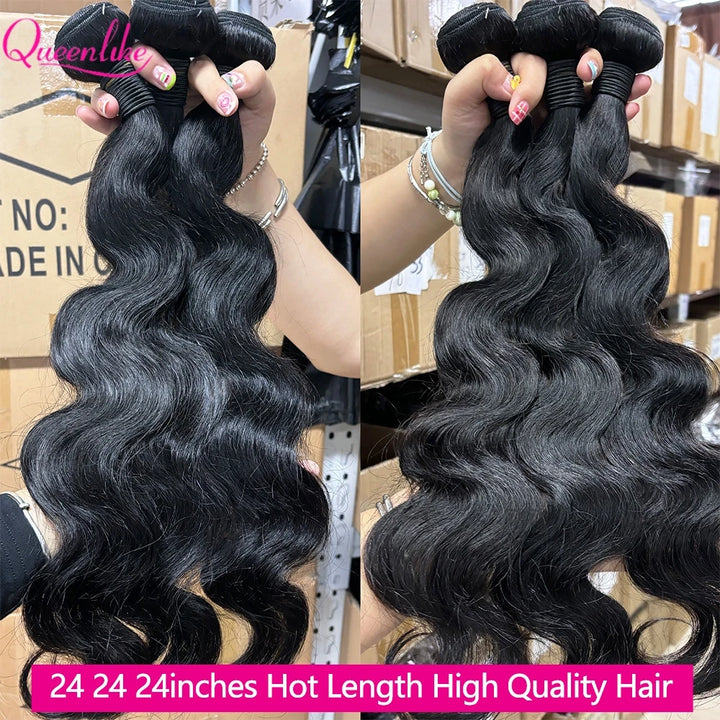 Radiance Body Wave Bundles – 100% Raw Human Hair, 24" Length