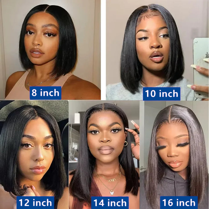 Essential Elegance Bob – Straight 100% Human Hair Wig with Transparent Lace